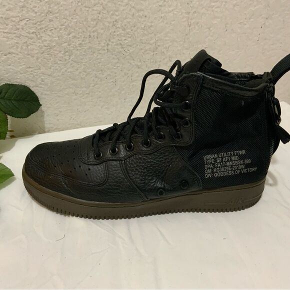 Nike SF Air Force 1 Mid Black Hazel Goddess Division Utility 917753-002 Men’s - Picture 1 of 14